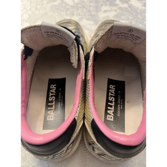 Golden Goose Gold Ballstars Leather Gold with Pink Trim  Size 37/7 - Picture 6 of 13